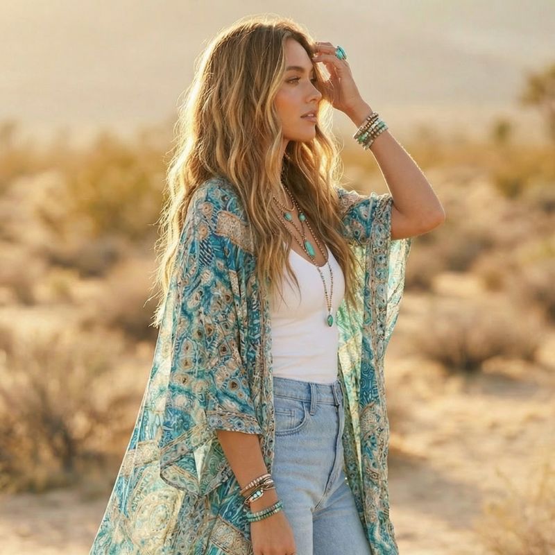Blue Boho Kimono