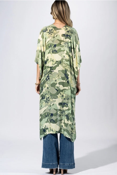 Splash of Green Boho Kimono