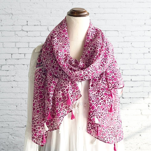 Hot Pink Sprinkle Tassel Scarf - SOULZA AUSTRALIA