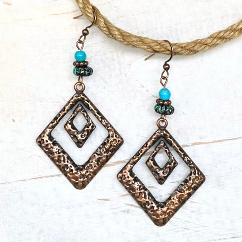 Antique Copper & Black Diamond Earrings - SOULZA AUSTRALIA