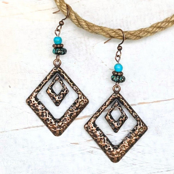 Antique Copper & Black Diamond Earrings - SOULZA AUSTRALIA