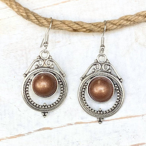 Bronze & Silver Eclectic Circle Earrings - SOULZA AUSTRALIA
