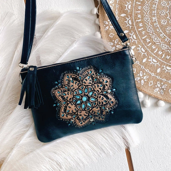 Black Boho Mandala Crossbody Bag - SOULZA AUSTRALIA