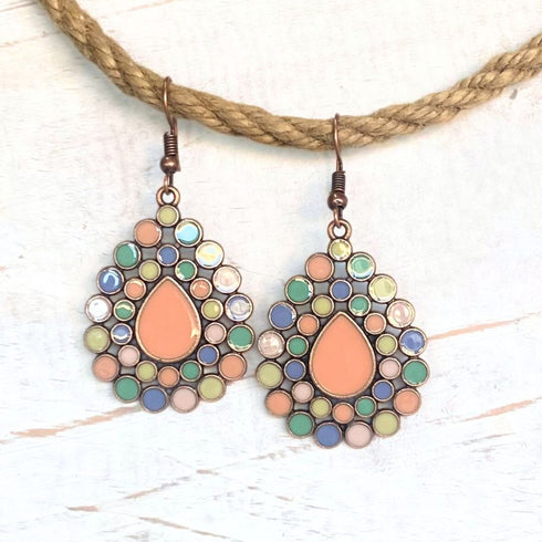 Pastel Circle n Copper Earrings - SOULZA AUSTRALIA