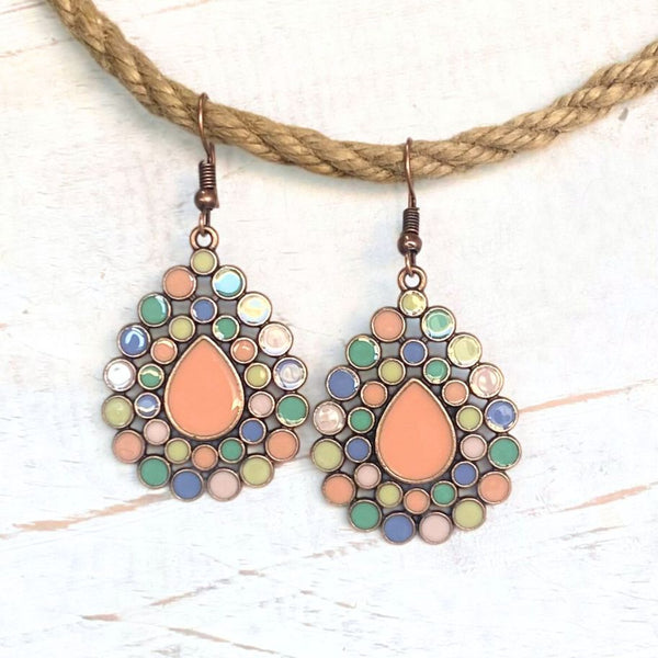 Pastel Circle n Copper Earrings - SOULZA AUSTRALIA