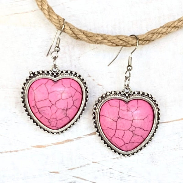 Boho Pink Statement Heart Earrings - SOULZA AUSTRALIA