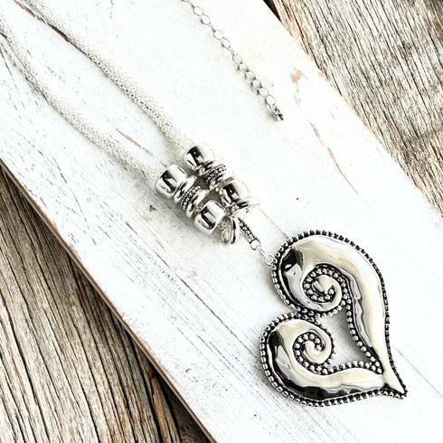 Allure Silver Asymmetrical Heart Necklace - SOULZA AUSTRALIA