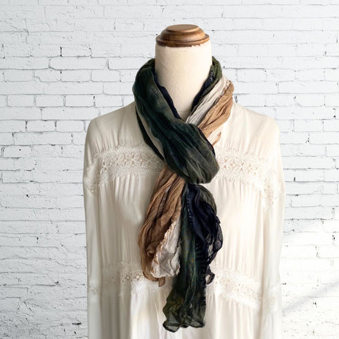 Green n Blue Triple Ruffle Scarf