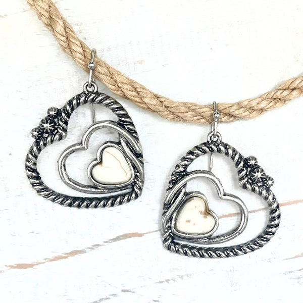 Allure Rope Heart & Stone Earrings - SOULZA AUSTRALIA