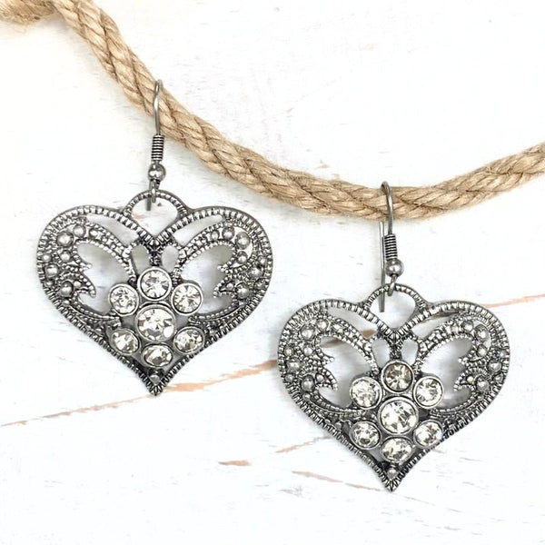 Allure Rhinestone Heart Earrings - SOULZA AUSTRALIA