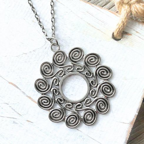 Boho Silver Swirl Chain Pendant - SOULZA AUSTRALIA