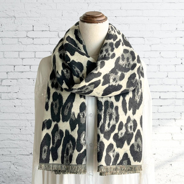 Warm Gray Boho Leopard Scarf - SOULZA AUSTRALIA