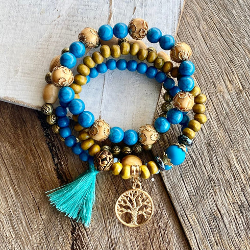 Boho Blue Tree of Life Bead Bracelet - SOULZA AUSTRALIA