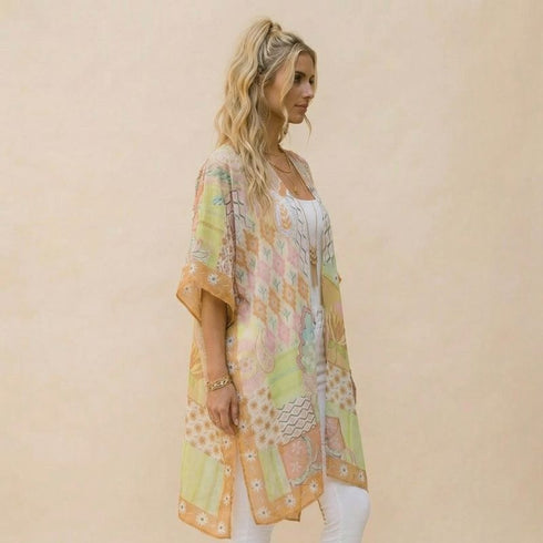 Pastel Patterned Boho Kimono - SOULZA AUSTRALIA