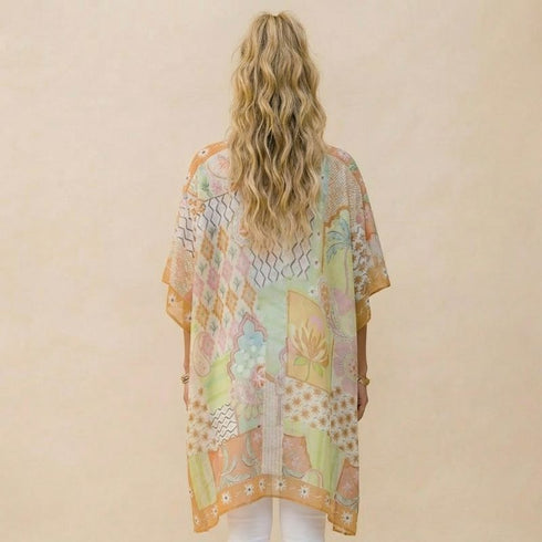 Pastel Patterned Boho Kimono - SOULZA AUSTRALIA