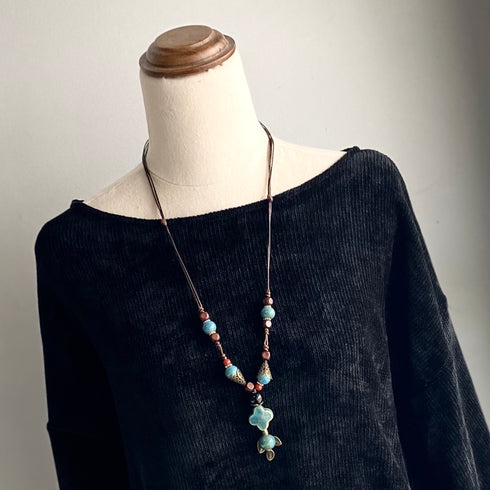 Rustica Multicolour Bead Pendant Necklace