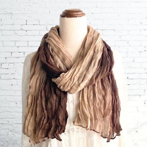 Two Tone Brown & Beige Ruffle Scarf - SOULZA AUSTRALIA