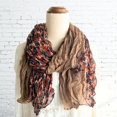 Boho Forest Light Brown & Rust Ruffle Scarf - SOULZA AUSTRALIA
