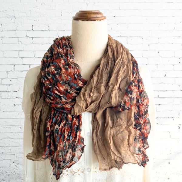 Boho Forest Light Brown & Rust Ruffle Scarf - SOULZA AUSTRALIA