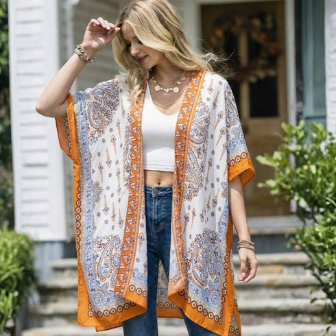 Sunset Orange Boho Kimono - SOULZA AUSTRALIA