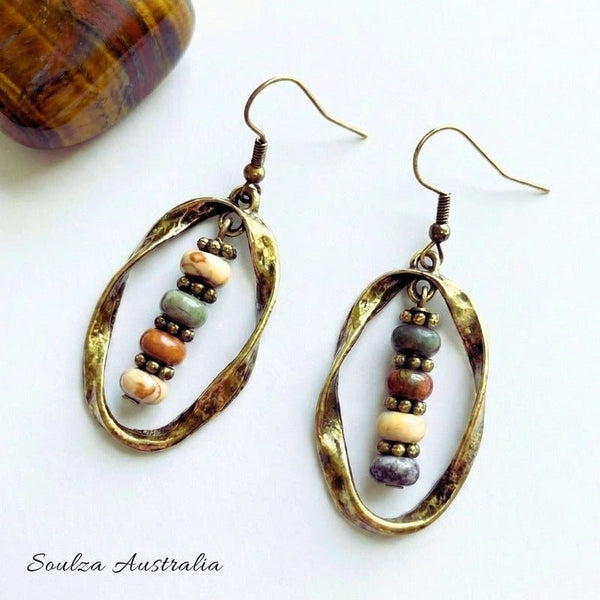 Rustic Earth Twisted Antique Bronze Earrings - Handmade by Soulza - SOULZA AUSTRALIA