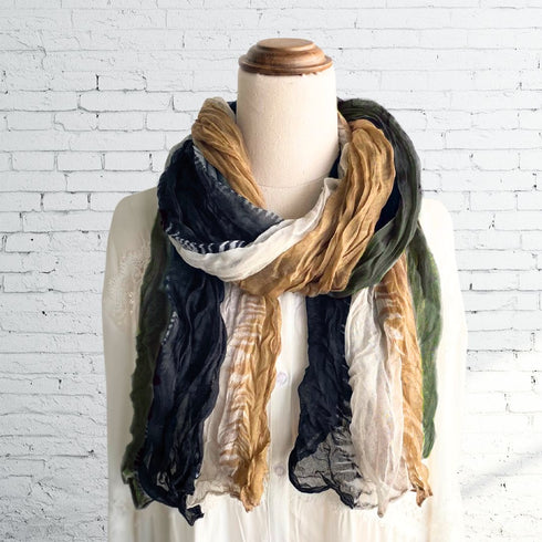 Green n Blue Triple Ruffle Scarf
