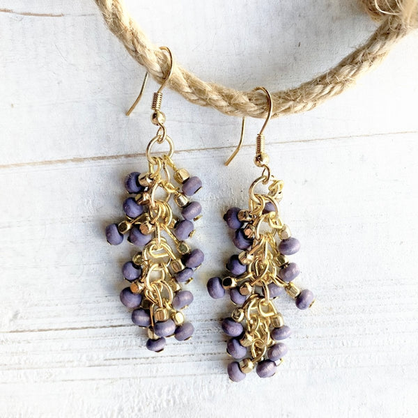 Artisan Boho Purple Droplet Earrings - SOULZA AUSTRALIA