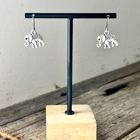 Silver Elephant Boho Earrings
