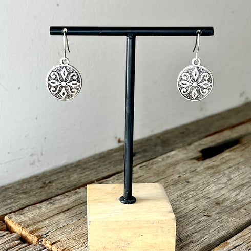 Silver Vintage Pointed Flower Earrings