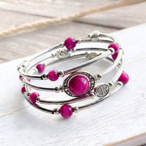 Rose Tiger Eye Multilayer Boho Wrap Bracelet