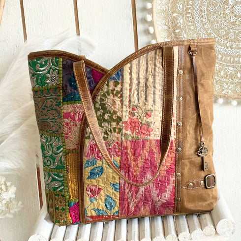 Fusion Green Stitch/Pink Tote Bag