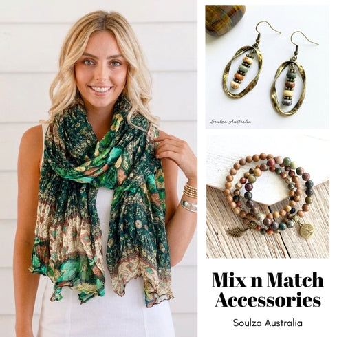 Bohemia Emerald Forest Ruffle Fabric Scarf