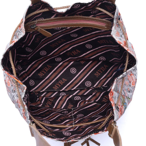 Wild Blossom Cotton & Leather Bucket Bag
