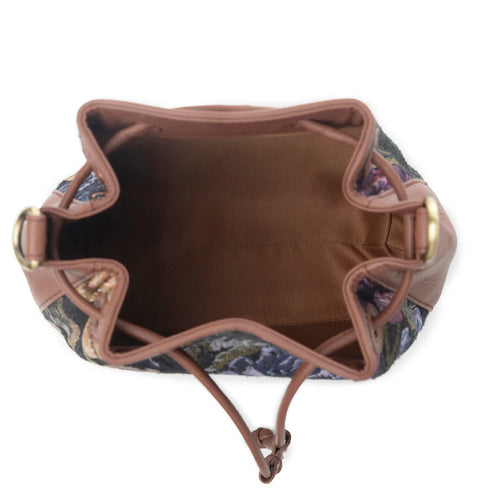 Vintage Rose Jacquard & Leather Bucket Bag
