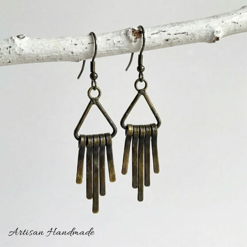 Artisan Antique Brass Bar Earrings - SOULZA AUSTRALIA