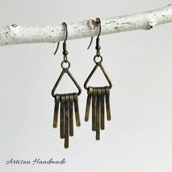 Artisan Antique Brass Bar Earrings - SOULZA AUSTRALIA
