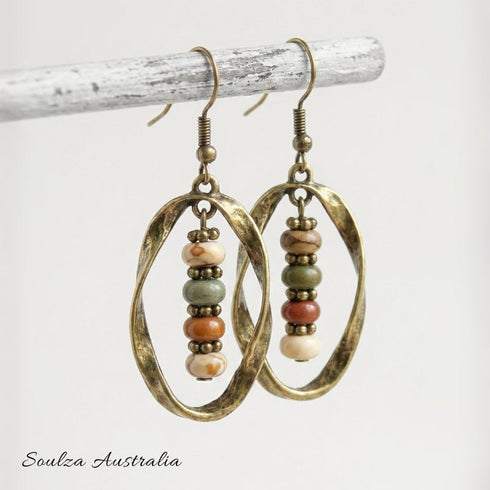 Rustic Earth Twisted Antique Bronze Earrings - Handmade by Soulza - SOULZA AUSTRALIA