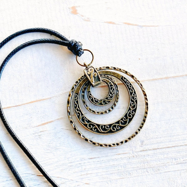 Boho Vintage Antique Bronze Ring Pendant - SOULZA AUSTRALIA