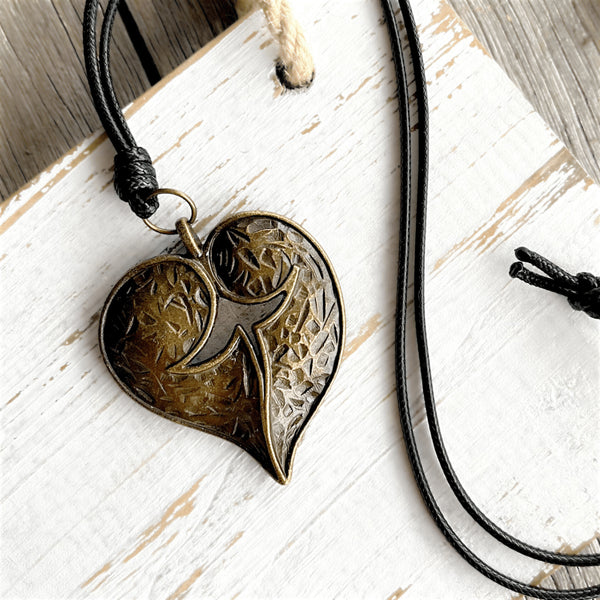 Boho Vintage Antique Bronze Heart Pendant - SOULZA AUSTRALIA
