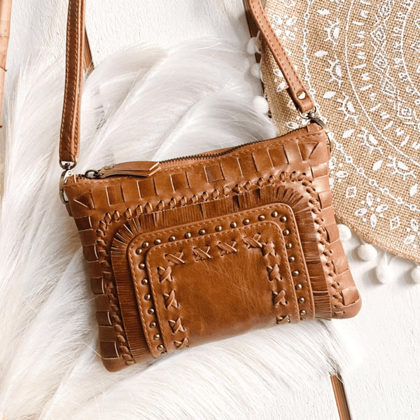 Chestnut Tan Stitch n Stud Crossbody Bag - SOULZA AUSTRALIA