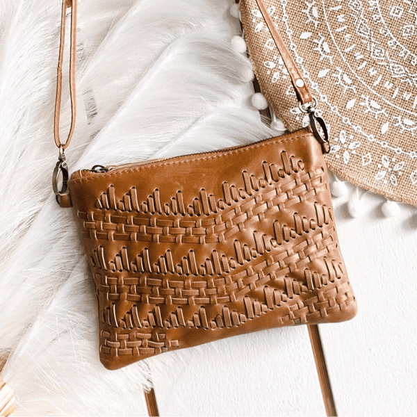 Chestnut Tan Stitch Patterned Crossbody Bag - SOULZA AUSTRALIA