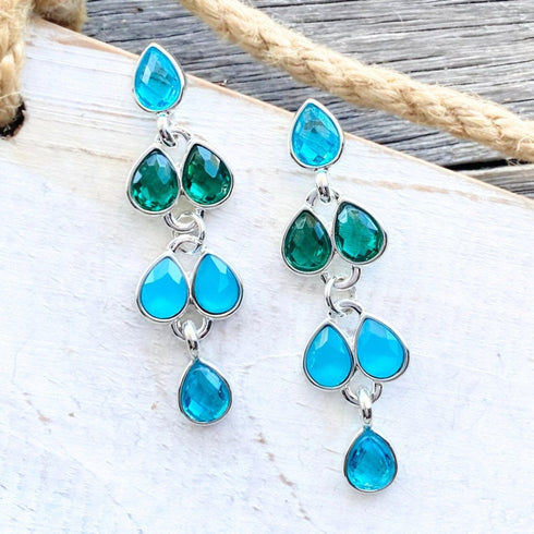 Blue Glass Boho Teardrop Earrings - SOULZA AUSTRALIA