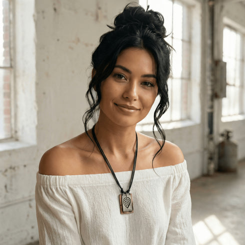 Artisan Two Tone Pewter Leaf Necklace - SOULZA AUSTRALIA