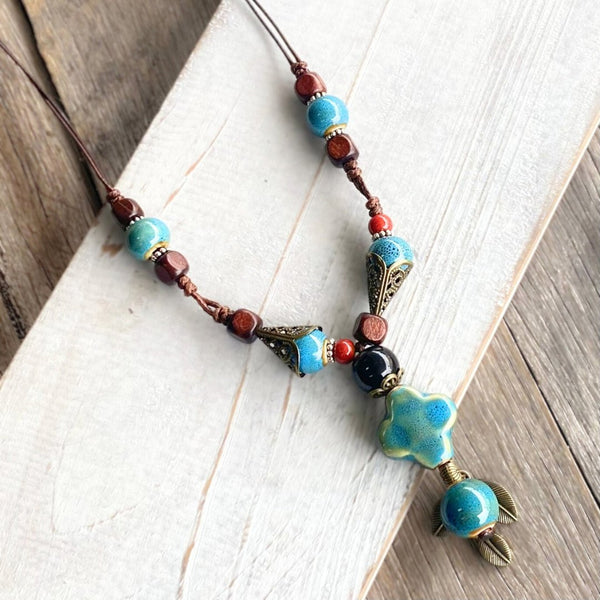 Rustica Multicolour Bead Pendant Necklace - SOULZA AUSTRALIA