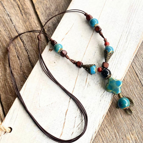Rustica Multicolour Bead Pendant Necklace - SOULZA AUSTRALIA
