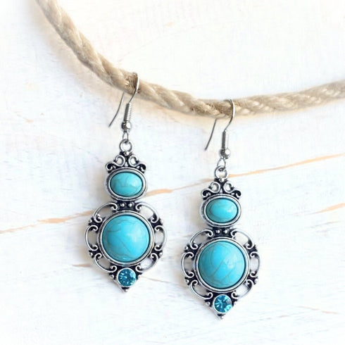 Boho Turquoise Filigree Earrings
