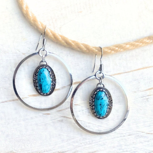 Boho Turquoise Droplet Hoops - SOULZA AUSTRALIA