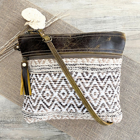 Mocha Boho Leather & Canvas Crossbody Bag - SOULZA AUSTRALIA