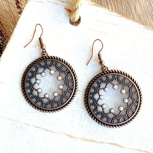 Copper & Pearl Circlet Boho Earrings - SOULZA AUSTRALIA