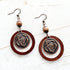 Copper Flower & Wooden Circle Earrings - SOULZA AUSTRALIA